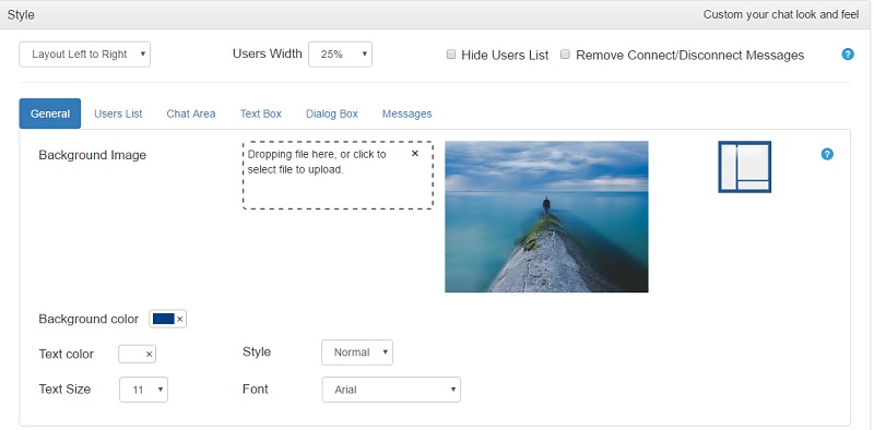 chat theme settings