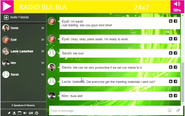 RumbleTalk radio player chat room - a combination of this two in one page.