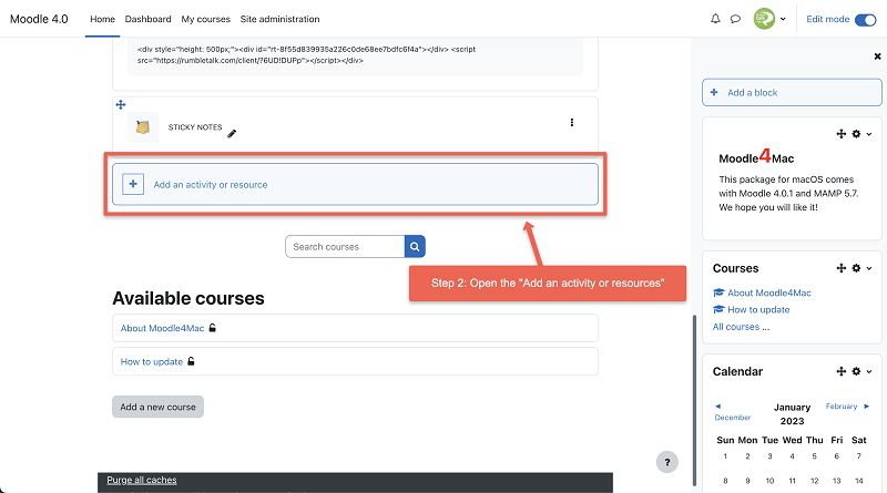 embed chat Moodle