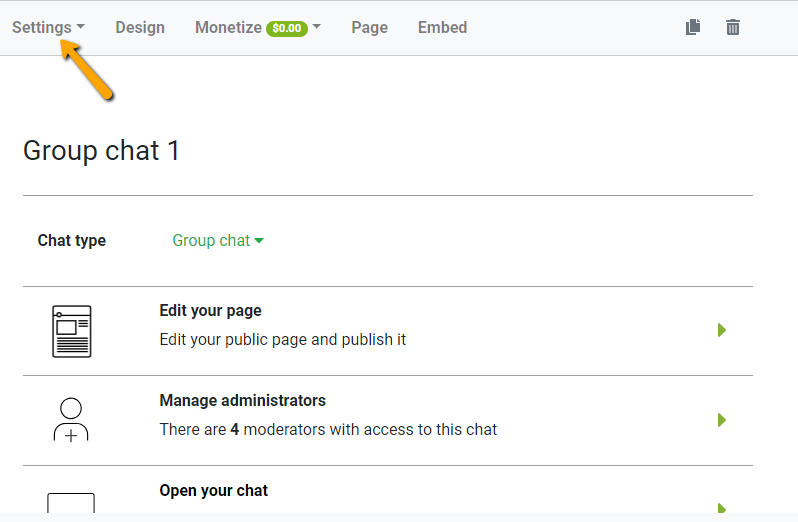 chat settings