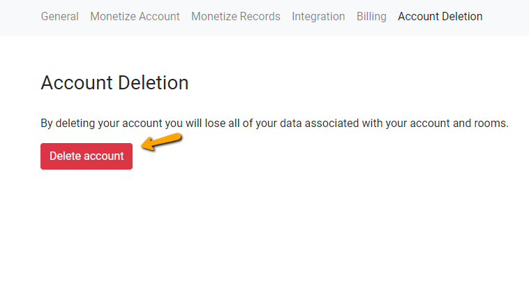 delete account