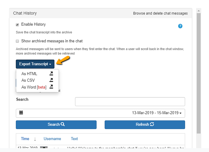 admin panel