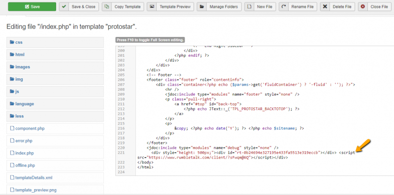 joomla code