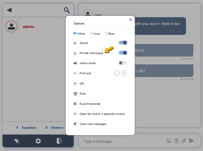 popup notification