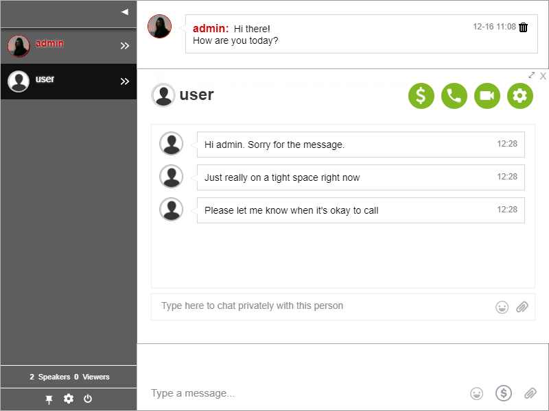 private chat type