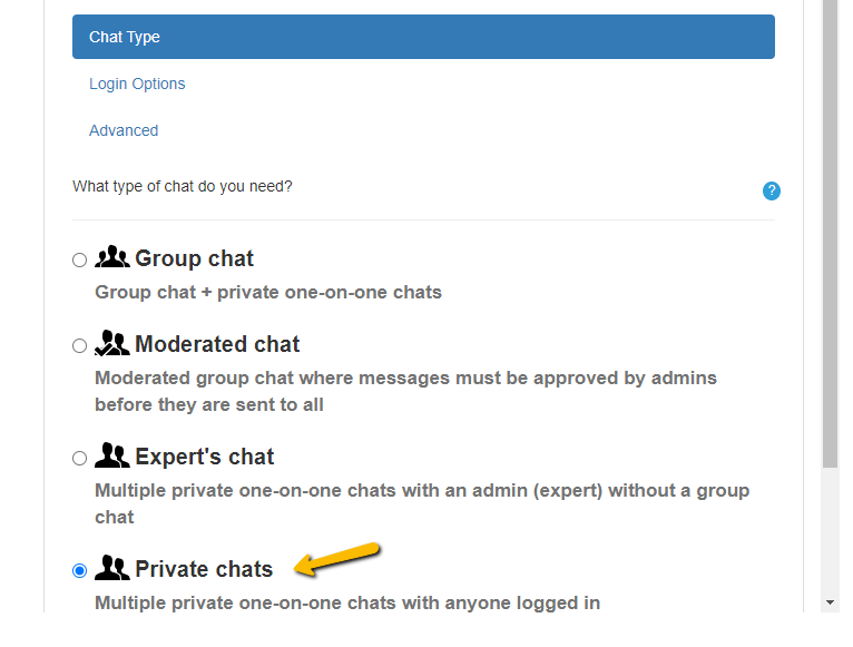 private chat type