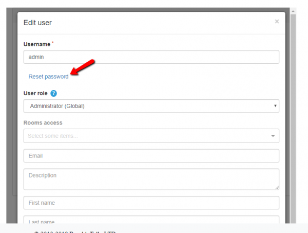 reset password