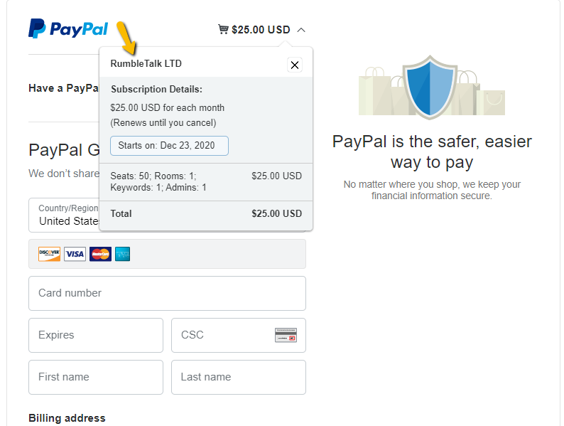 subscribe PayPal