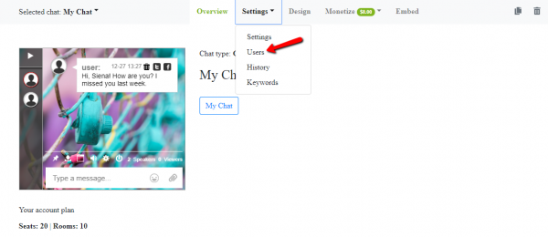 user settings